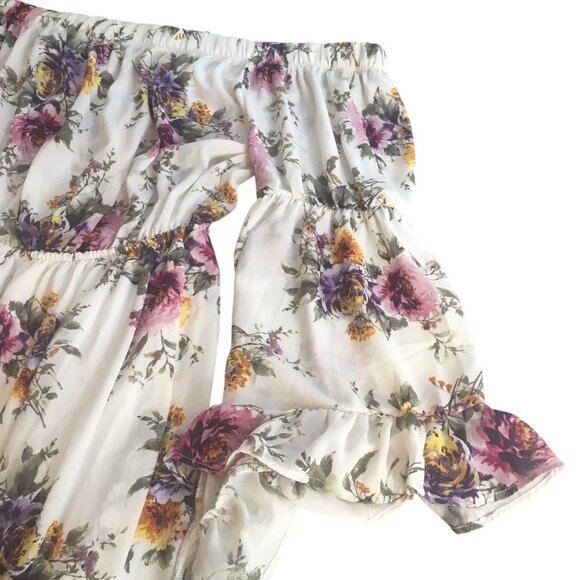 Love J Dress 2X Mini  Ruffle Floral Bell Sleeves Feminine Fairy Romantic Kawaii - Picture 6 of 16